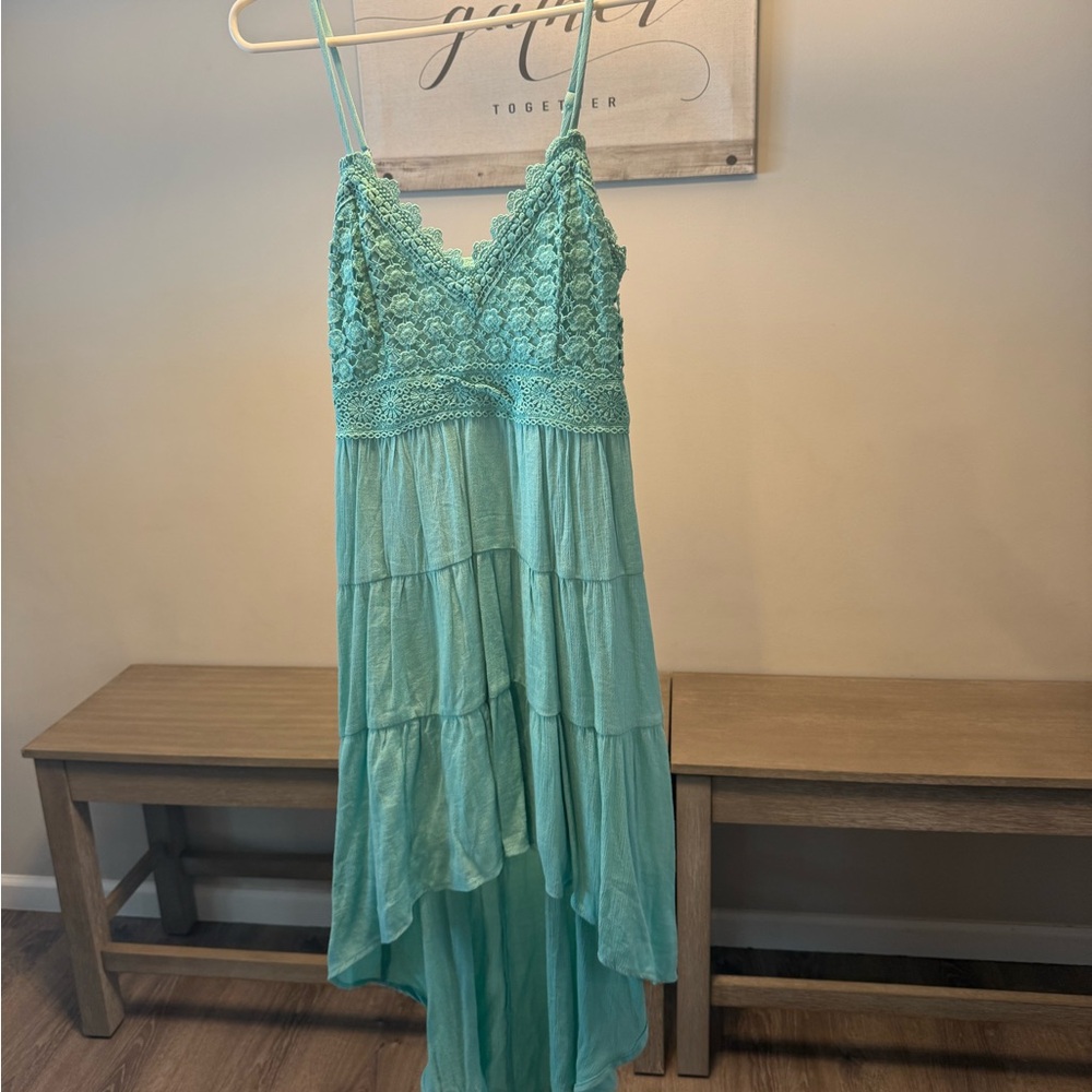 No Boundaries Mint Green Crochet Dress
